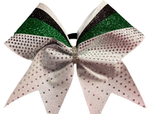 Load image into Gallery viewer, White Glitter Swish Cheer Bow