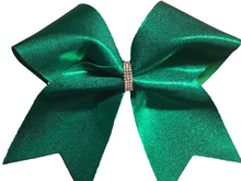 Load image into Gallery viewer, Kelly Green Glitter Cheer Bows with Combination Tails