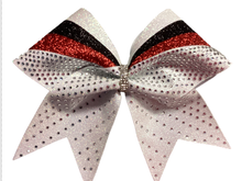 Load image into Gallery viewer, Red Glitter Cheer Bows with Combination Tails