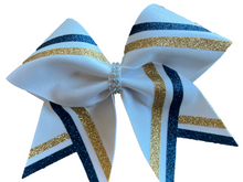 Load image into Gallery viewer, White Glitter Cheer Bows