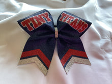 Load image into Gallery viewer, Navy Glitter Cheer Bows with Combination Tails