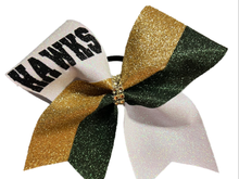 Load image into Gallery viewer, Forest/Hunter Green Glitter Cheer Bows with Combination Tails