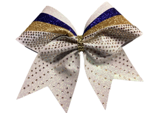 Load image into Gallery viewer, Royal Blue Glitter Cheer Bows with Combination Tails