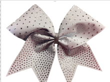 Load image into Gallery viewer, White Rhinestone Cheer Hair Bows