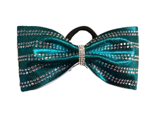 Load image into Gallery viewer, Hunter Green Mystique Fabric Cheer Bows