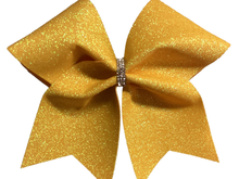 Load image into Gallery viewer, Yellow Grosgrain Cheer Bows with Combination Tails