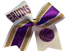 Load image into Gallery viewer, Purple Grosgrain Cheer Bows with Combination Tails