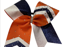 Load image into Gallery viewer, Navy Blue Rhinestone Cheer Hair Bows