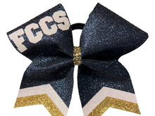 Load image into Gallery viewer, Navy Glitter Cheer Bows with Combination Tails
