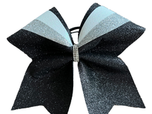 Load image into Gallery viewer, Black Glitter Swish Cheer Bow