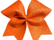 Load image into Gallery viewer, Orange Grosgrain Cheer Bows with Combination Tails