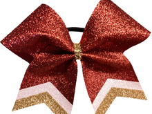 Load image into Gallery viewer, Red Glitter Cheer Bows with Combination Tails