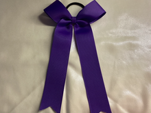 Load image into Gallery viewer, Purple Grosgrain Cheer Bows with Combination Tails