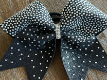 Load image into Gallery viewer, Black Rhinestone Cheer Hair Bows