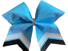 Load image into Gallery viewer, Columbia Blue Grosgrain Cheer Bows with Combination Tails