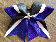 Load image into Gallery viewer, Royal Blue Glitter Cheer Bows with Combination Tails