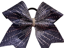 Load image into Gallery viewer, Navy Blue Rhinestone Cheer Hair Bows