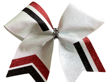 Load image into Gallery viewer, White Glitter Swish Cheer Bow