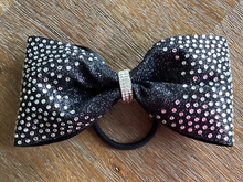 Load image into Gallery viewer, Black Rhinestone Cheer Hair Bows