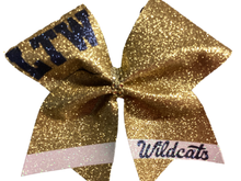 Load image into Gallery viewer, Gold Glitter Cheer Bows
