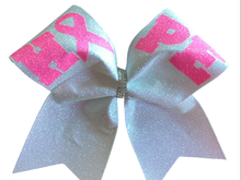 Load image into Gallery viewer, Pink/Breast Cancer Glitter Cheer Bows