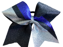 Load image into Gallery viewer, Royal Blue Glitter Cheer Bows with Combination Tails