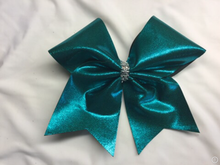 Load image into Gallery viewer, Hunter Green Mystique Fabric Cheer Bows