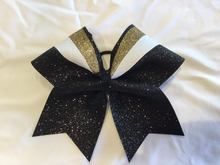 Load image into Gallery viewer, Black Glitter Swish Cheer Bow