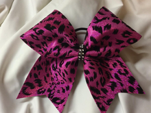 Load image into Gallery viewer, Pink Mystique Fabric Cheer Bows