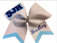 Load image into Gallery viewer, Columbia Blue Grosgrain Cheer Bows with Combination Tails
