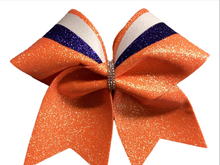 Load image into Gallery viewer, Orange Grosgrain Cheer Bows with Combination Tails