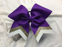Load image into Gallery viewer, Purple Grosgrain Cheer Bows with Combination Tails