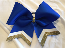 Load image into Gallery viewer, Royal Blue Grosgrain Cheer Bows with Combination Tails