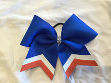 Load image into Gallery viewer, Royal Blue Grosgrain Cheer Bows with Combination Tails