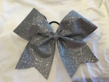 Load image into Gallery viewer, Silver Glitter Cheer Bows