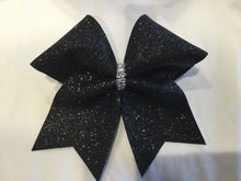 Load image into Gallery viewer, Black Glitter Cheer Bows
