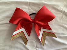 Load image into Gallery viewer, Red Grosgrain Cheer Bows with Combination Tails