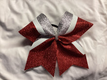 Load image into Gallery viewer, Red Glitter Cheer Bows with Combination Tails