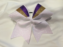 Load image into Gallery viewer, White Glitter Swish Cheer Bow