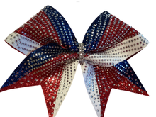 Load image into Gallery viewer, Navy Blue Rhinestone Cheer Hair Bows