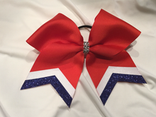 Load image into Gallery viewer, Red Grosgrain Cheer Bows with Combination Tails