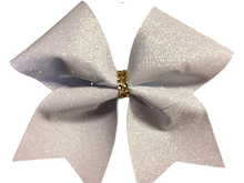 Load image into Gallery viewer, White Glitter Cheer Bows