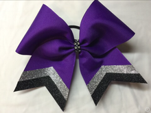 Load image into Gallery viewer, Purple Grosgrain Cheer Bows with Combination Tails