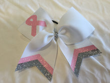 Load image into Gallery viewer, Pink/Breast Cancer Glitter Cheer Bows
