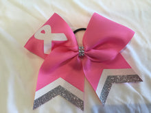 Load image into Gallery viewer, Pink/Breast Cancer Glitter Cheer Bows