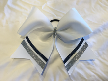 Load image into Gallery viewer, White Grosgrain Cheer Bows