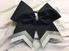 Load image into Gallery viewer, Black Grosgrain Cheer Bows with Combination Tails
