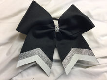 Load image into Gallery viewer, Black Grosgrain Cheer Bows with Combination Tails