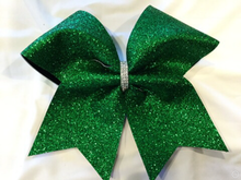 Load image into Gallery viewer, Kelly Green Glitter Cheer Bows