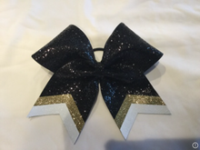 Load image into Gallery viewer, Black Glitter Cheer Bows